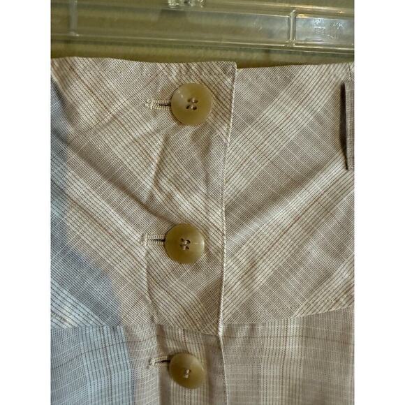 Maxi skirt light plaid wool blend button front womens M - Picture 3 of 9